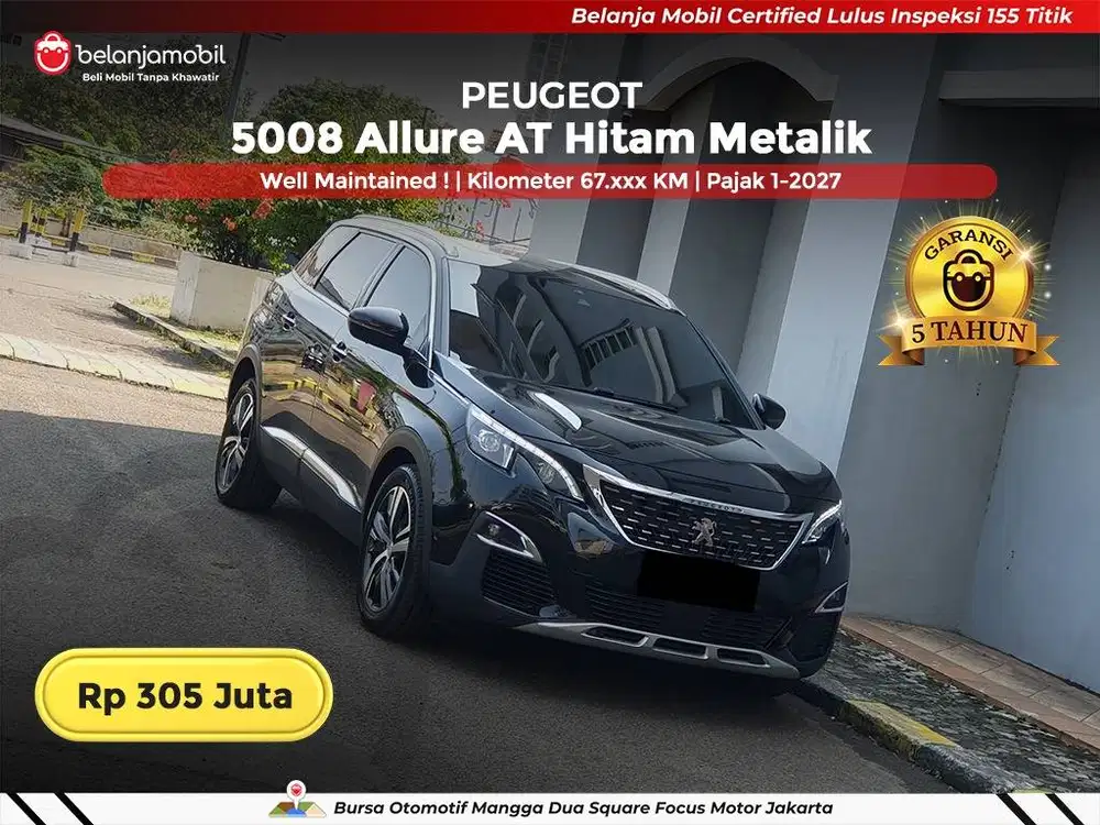 [ KM LOW ] Peugeot 5008 Allure AT Hitam 2020 2021