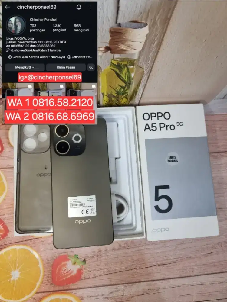 Jual hp likenew Oppo A5 Pro 5g 8/256 istimewa grns panjang free case