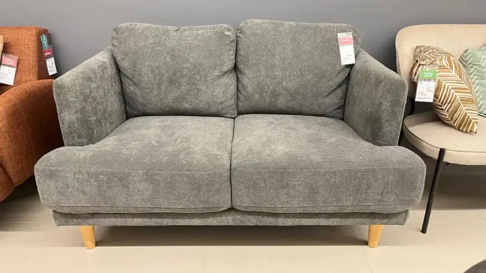 Selma Zuko Sofa Fabric 2 Seater - Abu-abu