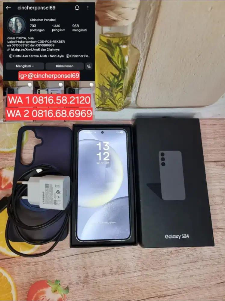Jual hp Samsung s24 5g 8/512 istimewa siap pakai free adaptor n case