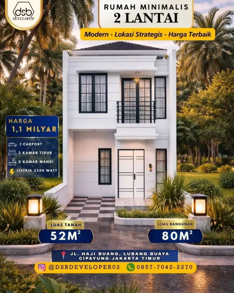 Rumah Modern 2 Lantai, Lubang Buaya. Jakarta Timur