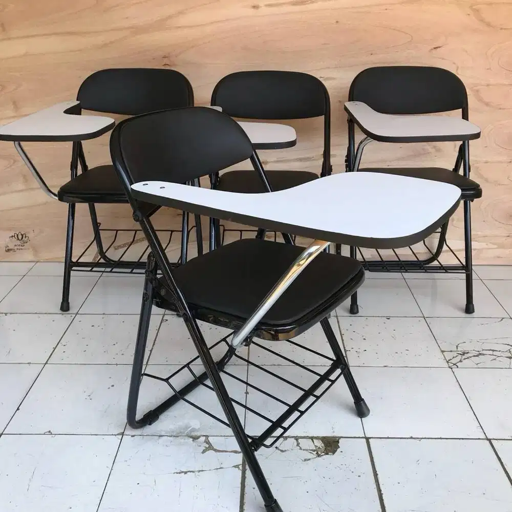 Kursi Kampus/Bimbel/Sekolah Hitam/Full Black Chitose - Ada Rak/Keranja
