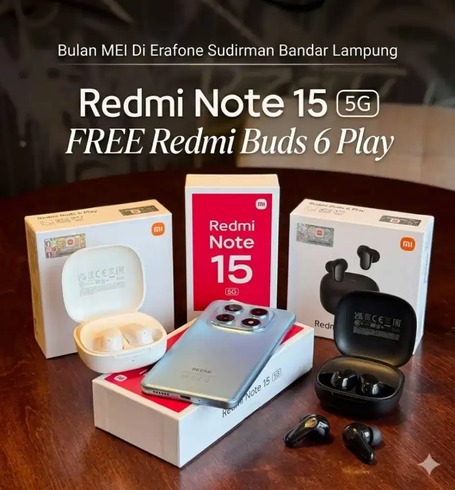 Mei Meriah Redmi note 15 5G Free buds 6 play Bisa Cash/Cicilan TanpaDp