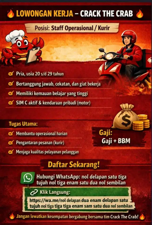 LOWONGAN KERJA CRACK THE CRAB