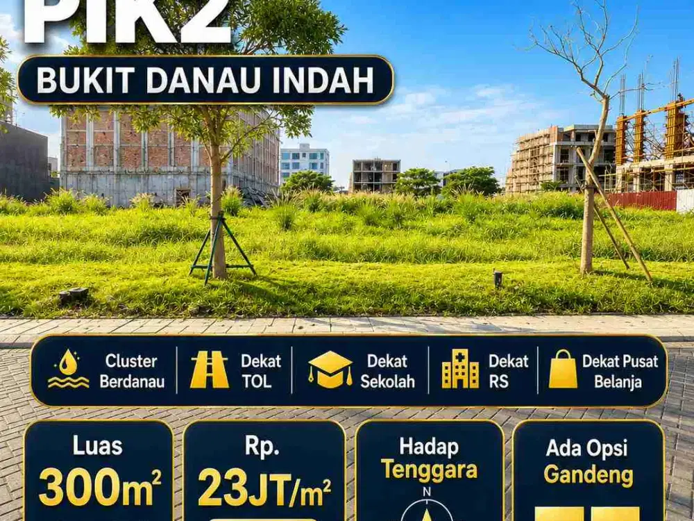 Jual Cepat Kavling Rumah Bukit Danau Indah PIK 2 300m2 10x30