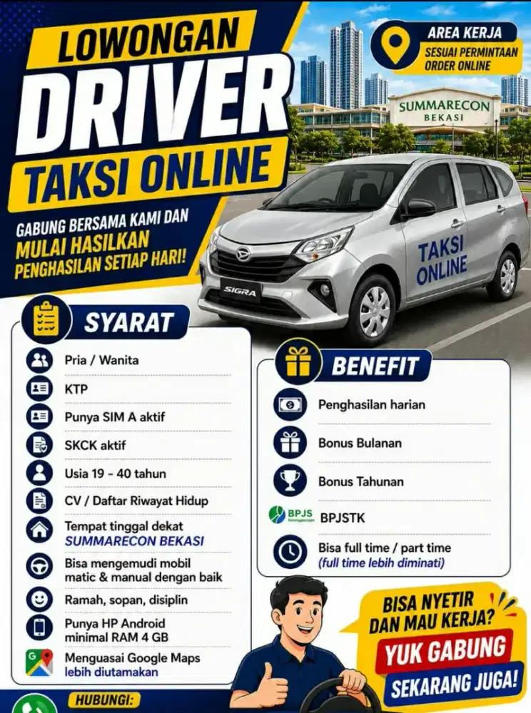 LOWONGAN DRIVER SUPIR SOPIR TAKSI ONLINE