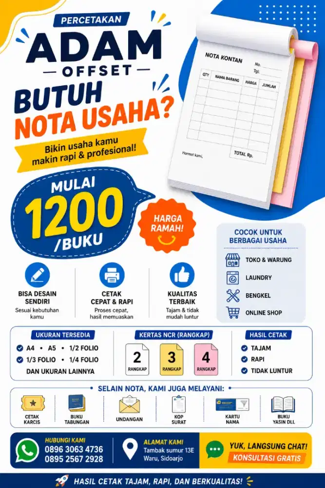CETAK NOTA CUSTOM MURAHHHH
