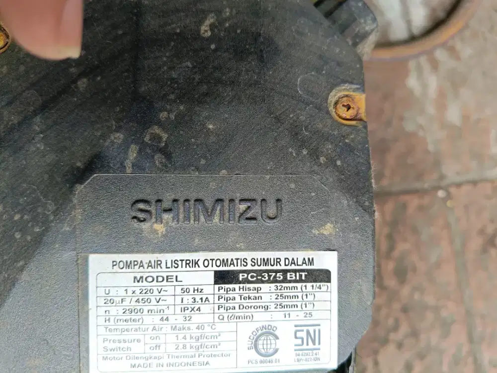 Pompa air sumur dalam shimizu pc-375 bit 450rb mulus