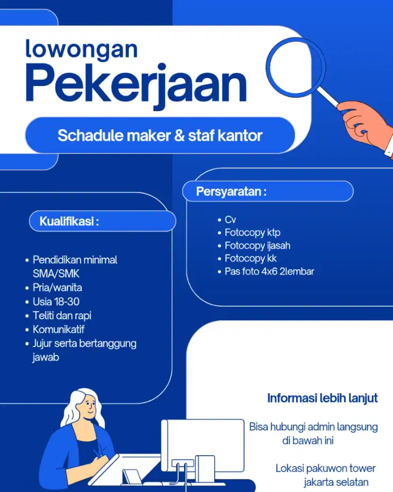 Telah di buka lowongan pekerjaan.