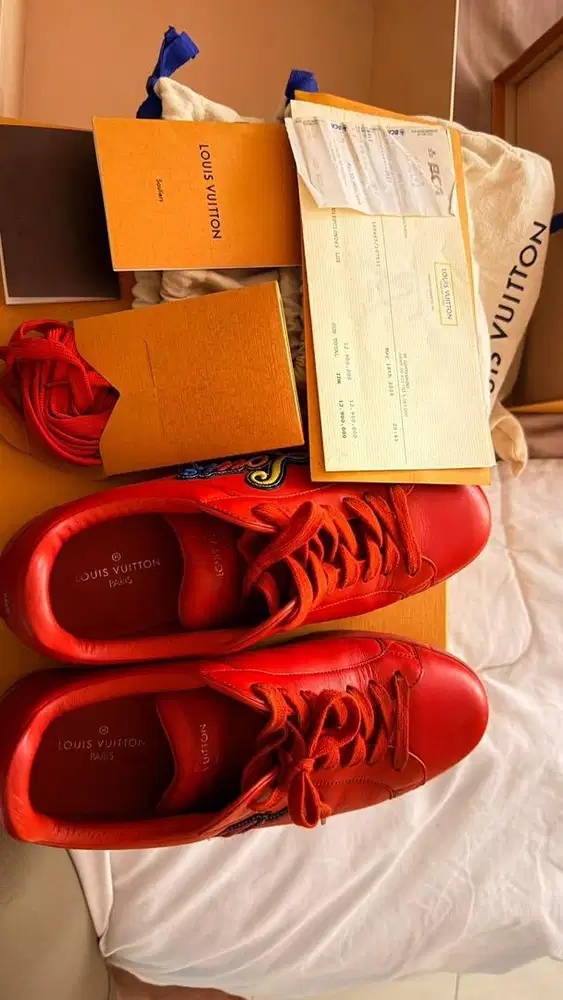 Louis Vuitton Red Leather Sneakers – Authentic