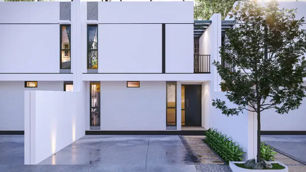 Rumah 2 lantai modern minimalis di bambu apus