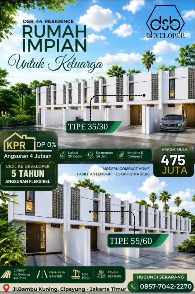 Rumah 2 lantai minimalis modern di jakarta timur