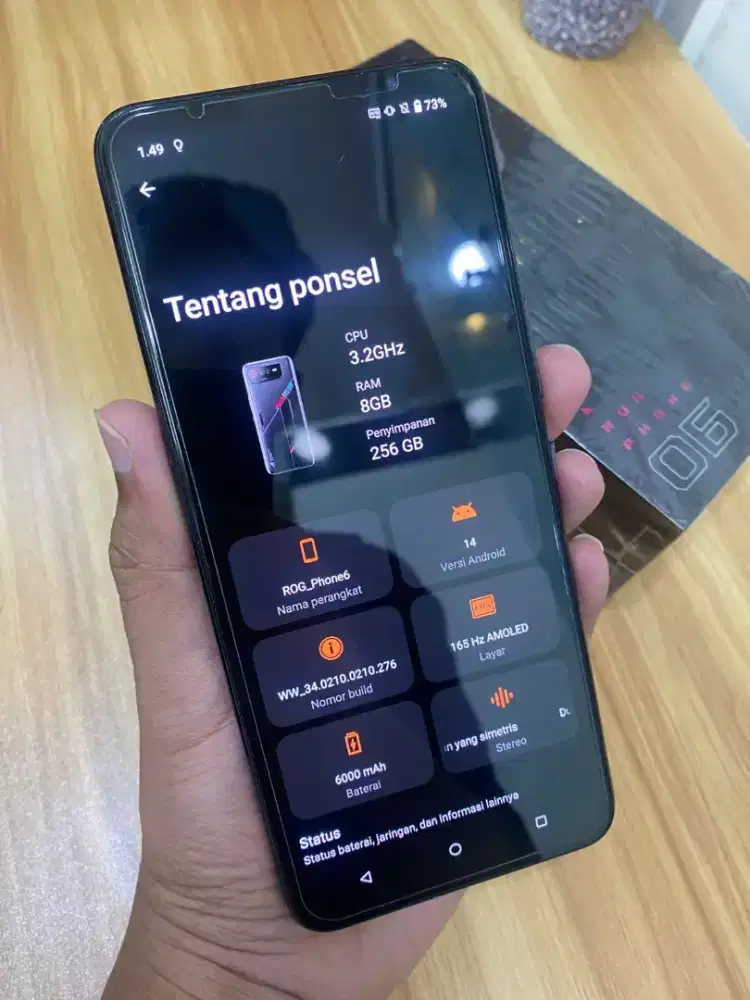 ASUS ROG Phone 6 RAM 8GB/ROM 256GB Fullset Ex Resmi