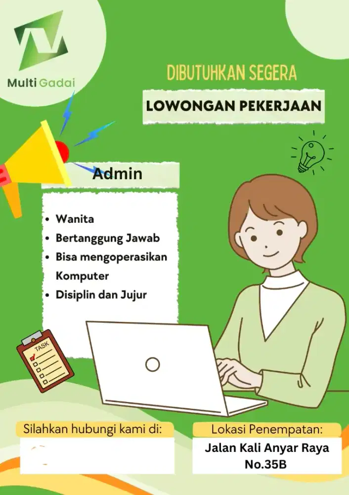 Lowongan Pekerjaan Admin Gadai (Wanita)