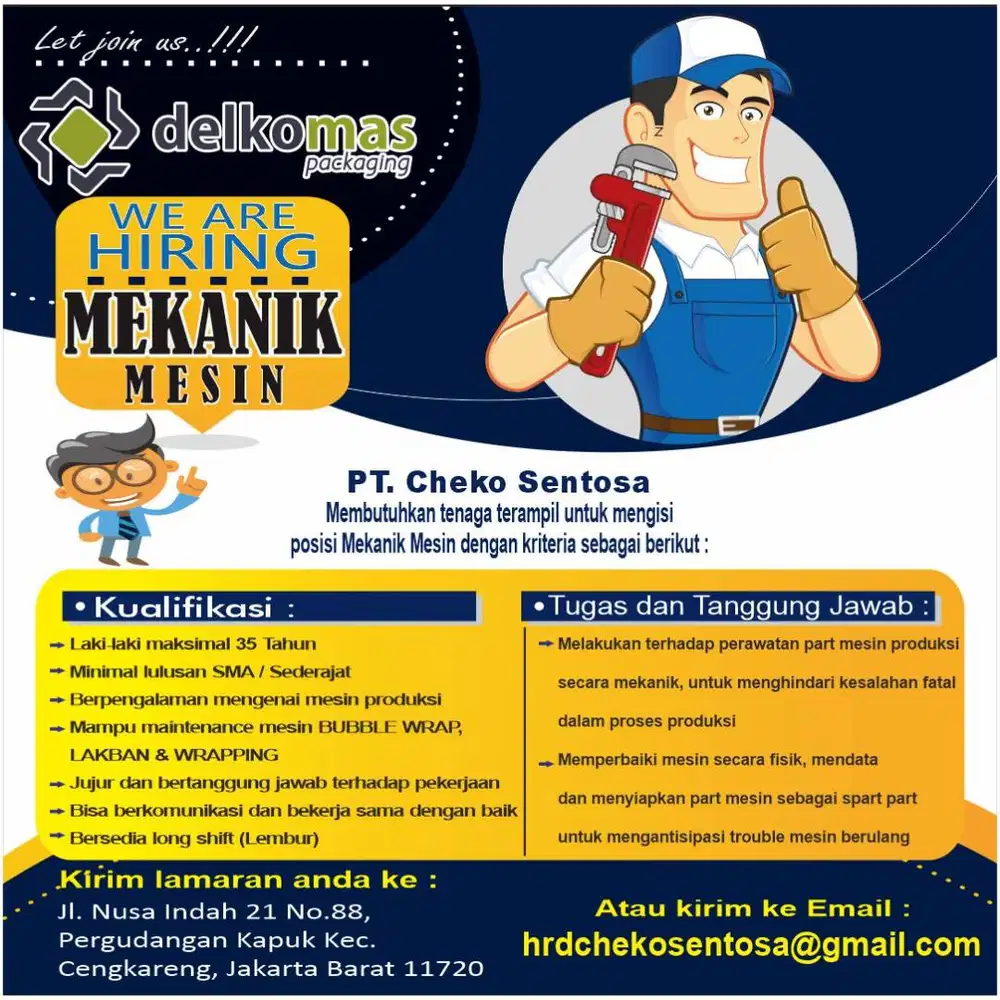 Lowongan Pekerjaan Mekanik Mesin