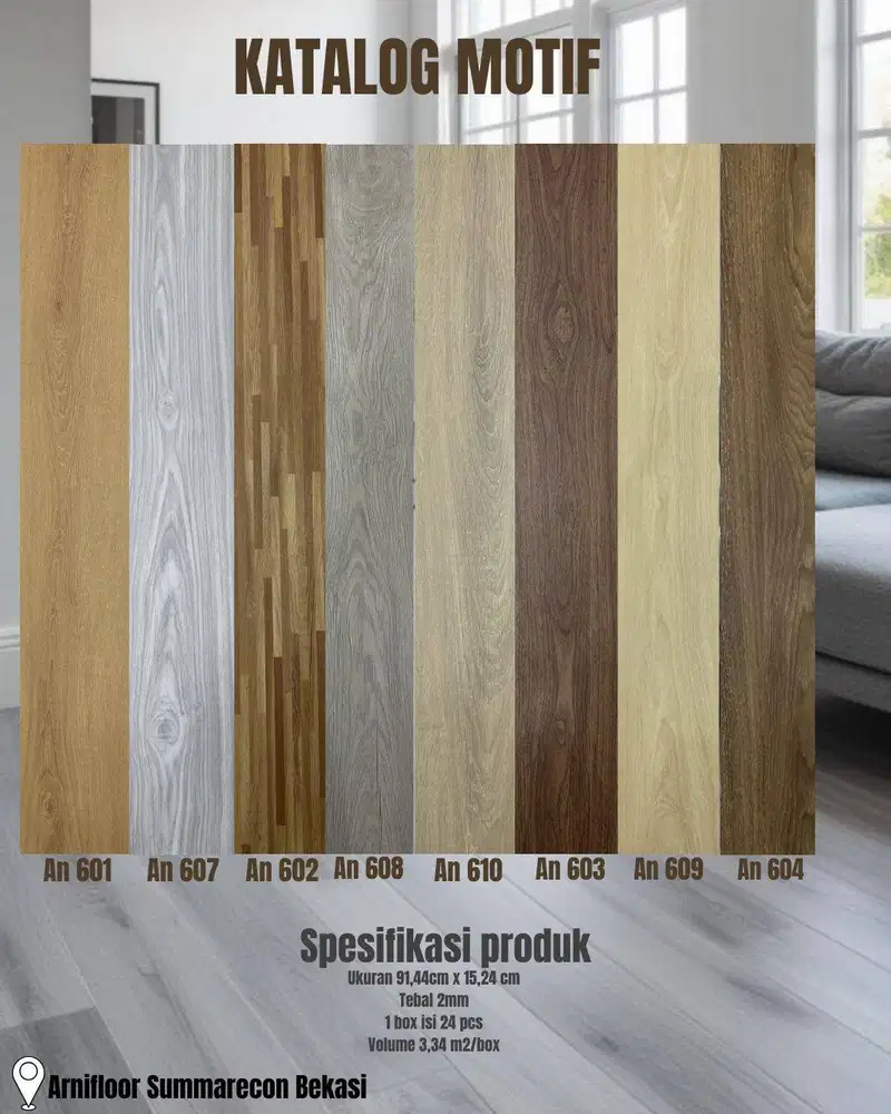 LANTAI VINYL ARNI/AWET/TAHAN AIR/ANTI RAYAP/HARGA EKONOMIS