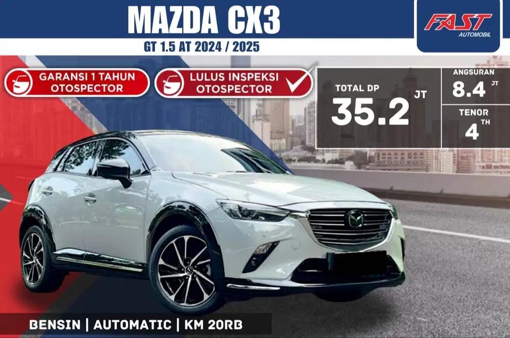 MAZDA CX3 GT 2024 / 2025 SUNROOF 1.5 AT LOW KM.20RB & PAJAK PANJANG