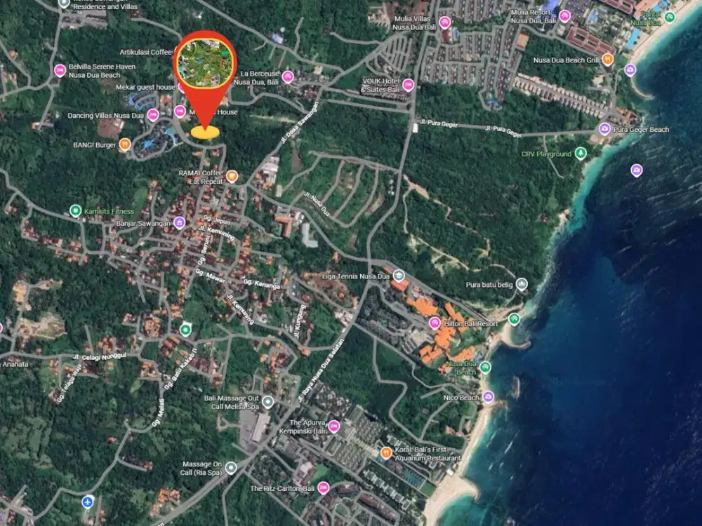SEWA CEPAT TANAH PRIMA (1,25 Ha) di Zona Elite Nusa Dua Dekat Apurva Kempinski Bali