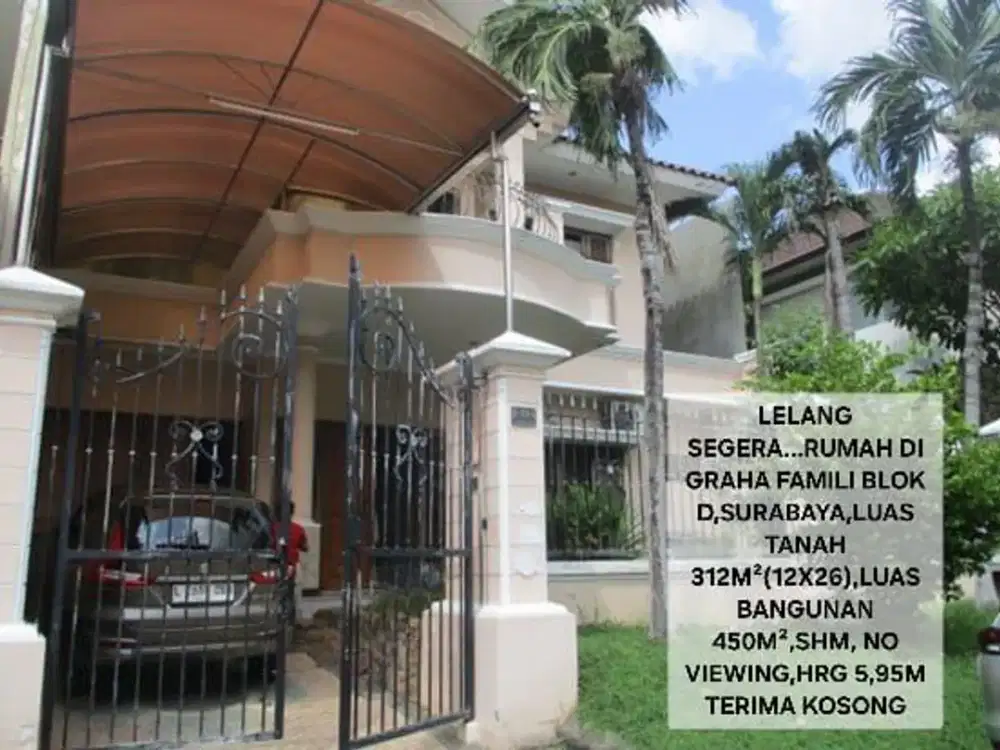 LP 002 MURAH BANGET, Dijual Rumah 2 Lantai Di Komolek Elit Graha Famili Surabaya