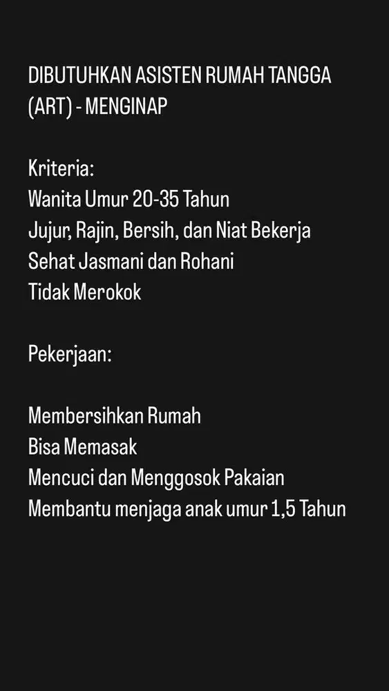 Lowong PRT - Bekasi