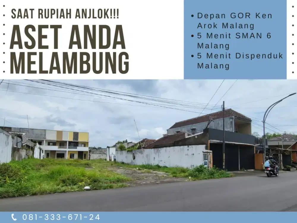 Depan GOR Ken Arok Malang Cocok Dibangun Kost Tanah Malang SHM Split