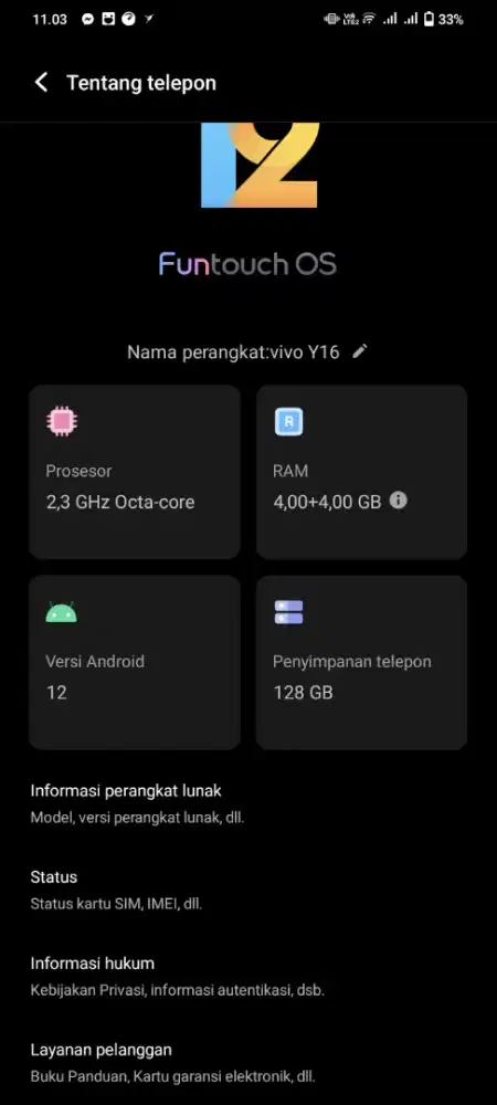 Jual HP vivo y16