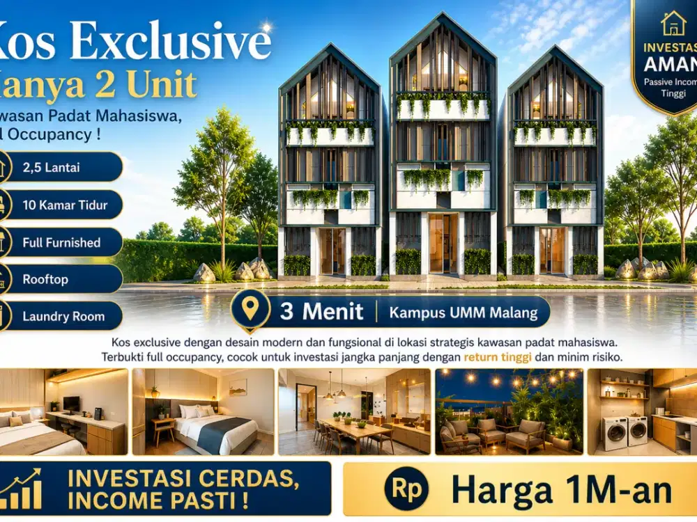 Kos Premium Dekat Kampus Brawijaya Malang, Free Biaya-Biaya !