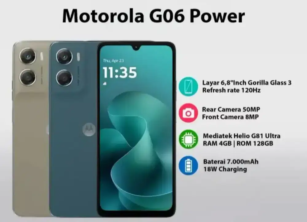 Dijual Motorola G06 Power 8/128GB, Warna: Laurel Oak