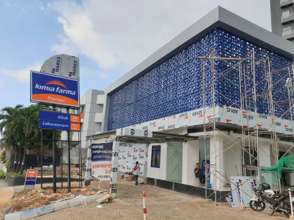 Branding Facade. Fasad ACP. Curtain Wall. Huruf Timbul LED. Neon Box