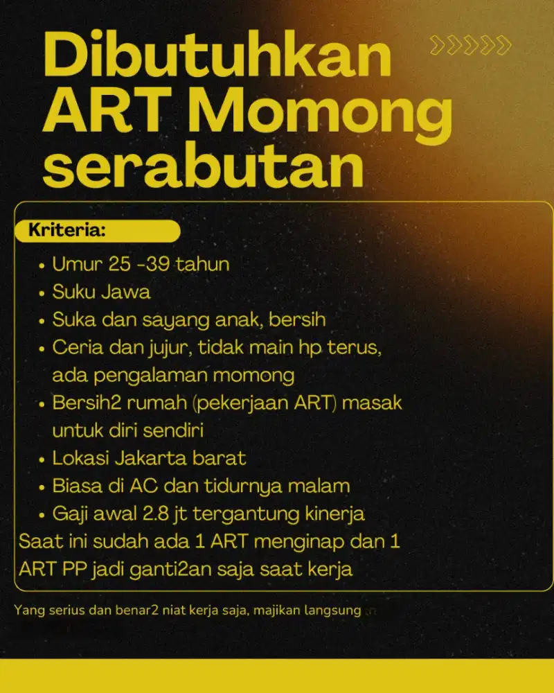 Loker ART Momong Serabutan