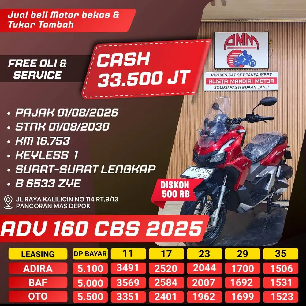 ADV 160 CBS 2025 PAJAK HIDUP CASH / KREDIT SPAYLATER KREDIVO CC ALISTA