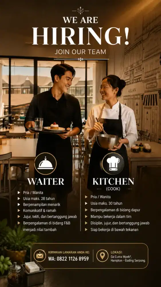 Lowongan Pekerjaan - Waiter & Cook / Chef