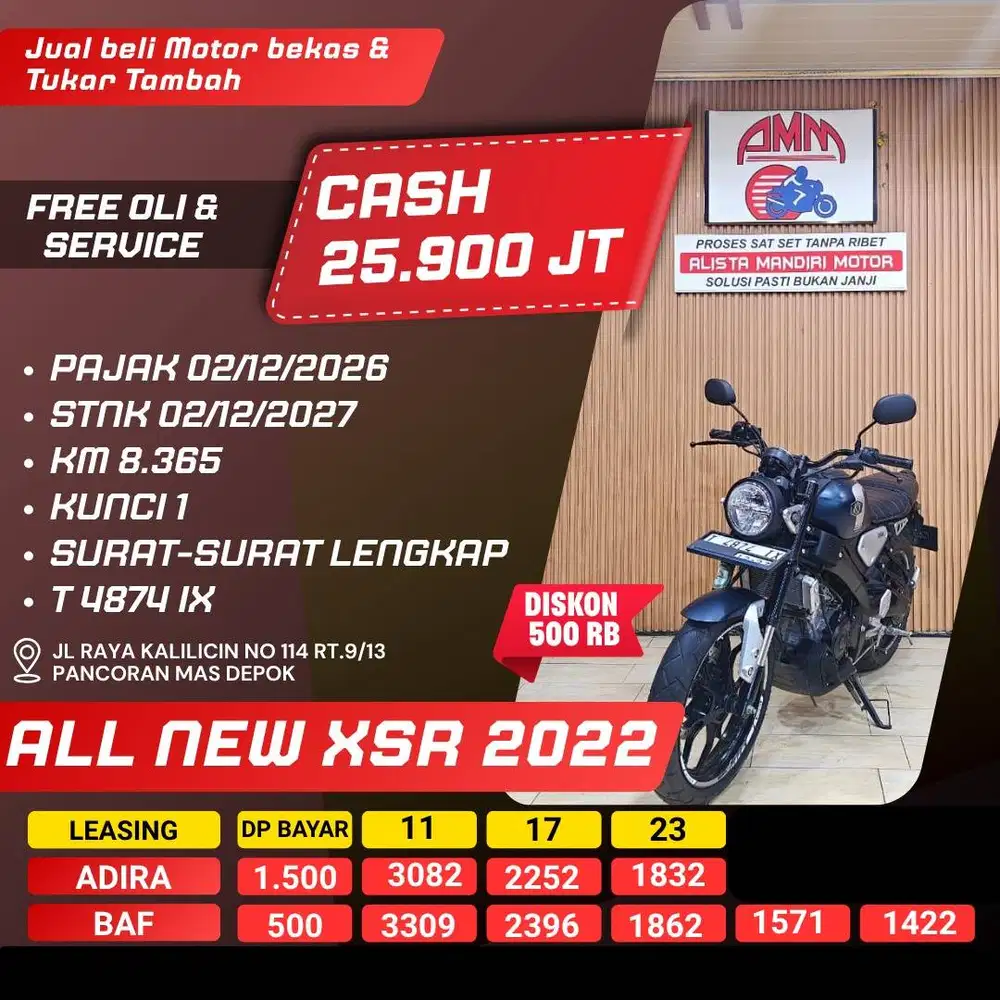 ALL NEW XSR 2022 DP 500 PAJAK HIDUP KM LOW CASH / KREDIT CC 0% ALISTA