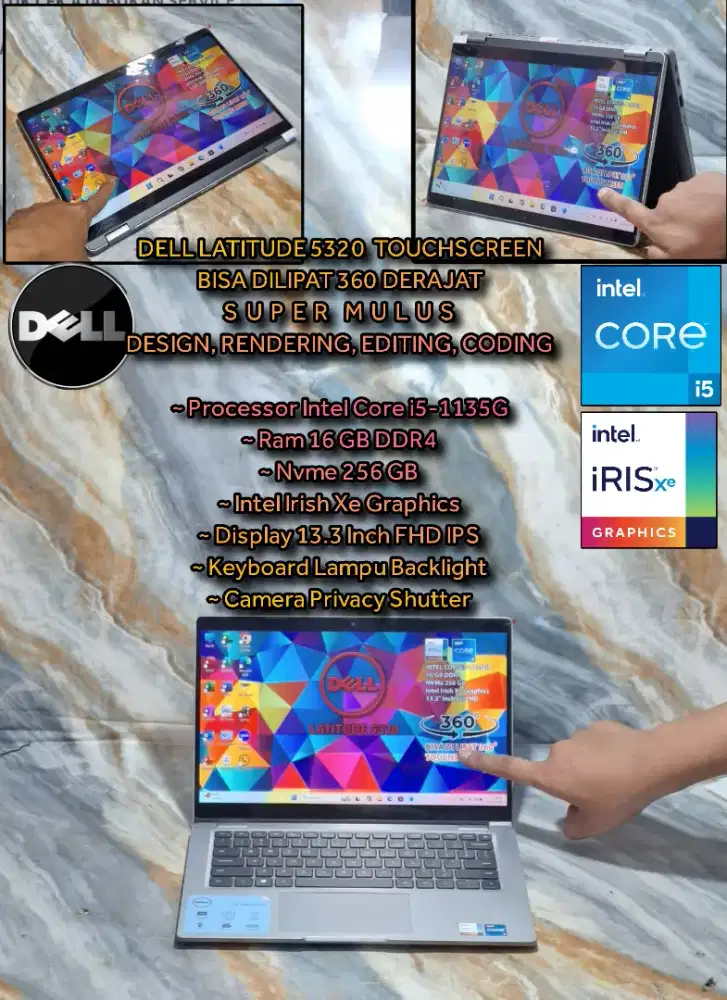 LAPTOP DELL TOUCHSCREEN  YOGA CORE i5 11th Intel Irish Xe LAPTOP CODI
