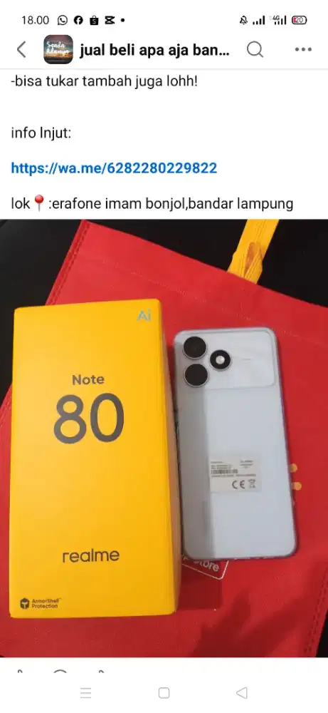 Realme Note 80 Erafone imam bonjol