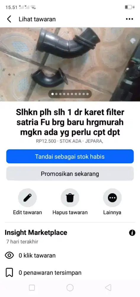 Slhkn plh slh 1 dr karet filter Suzuki satria Fu brg baru hrg murah sj