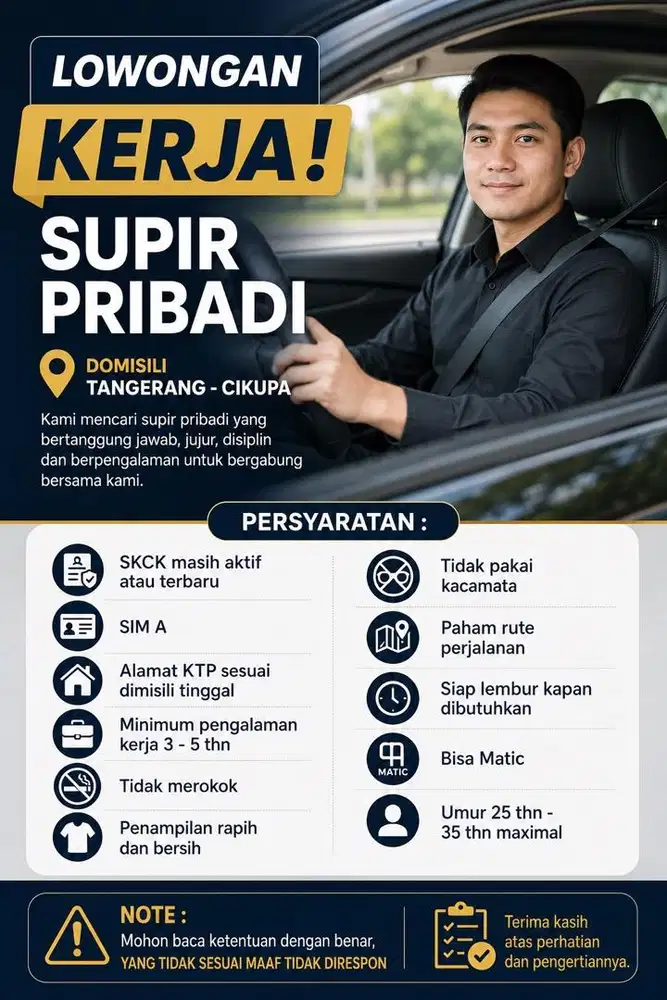 Lowongan kerja supir pribadi