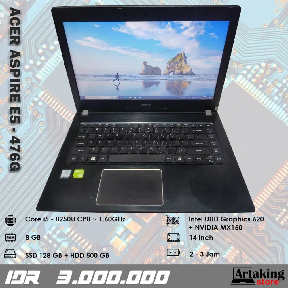 Acer Aspire E5 - 476G - Core i5 - Gen 8 th - Ram 8 GB - Double VGA