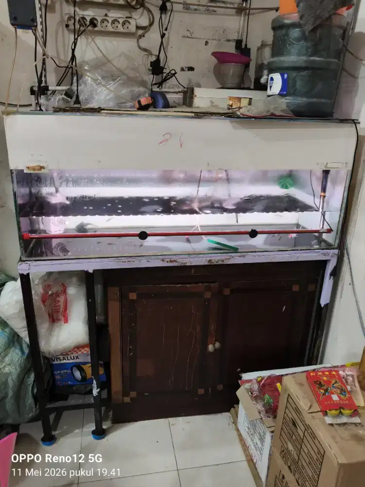 Aquarium bekas + kaki besi