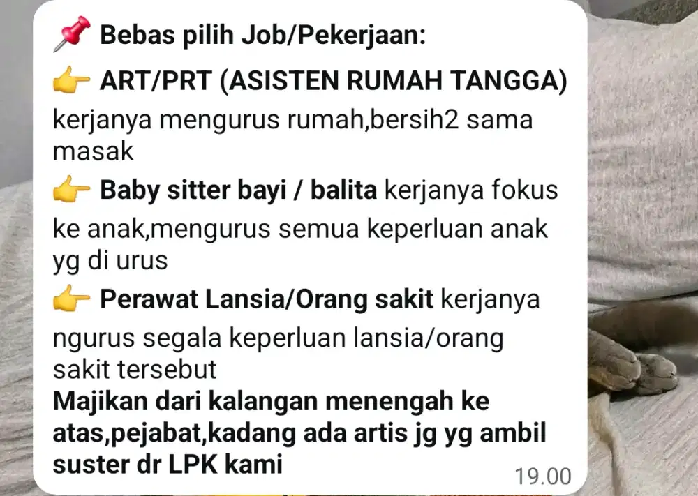 Lowongan kerja pengasuh dan sejenisnya