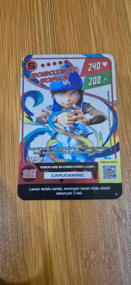 Kartu Boboiboy S Sopan