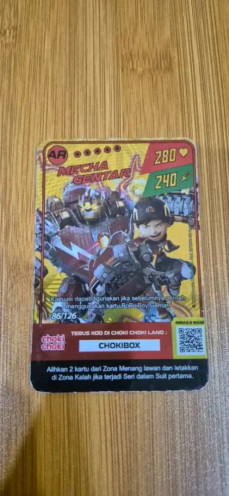 Kartu Boboiboy AR Mechagentar Season 2