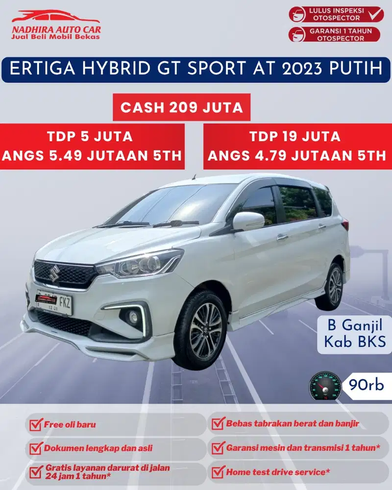 DP 5 Juta Ertiga Hybrid GT Sport AT 2023 Putih