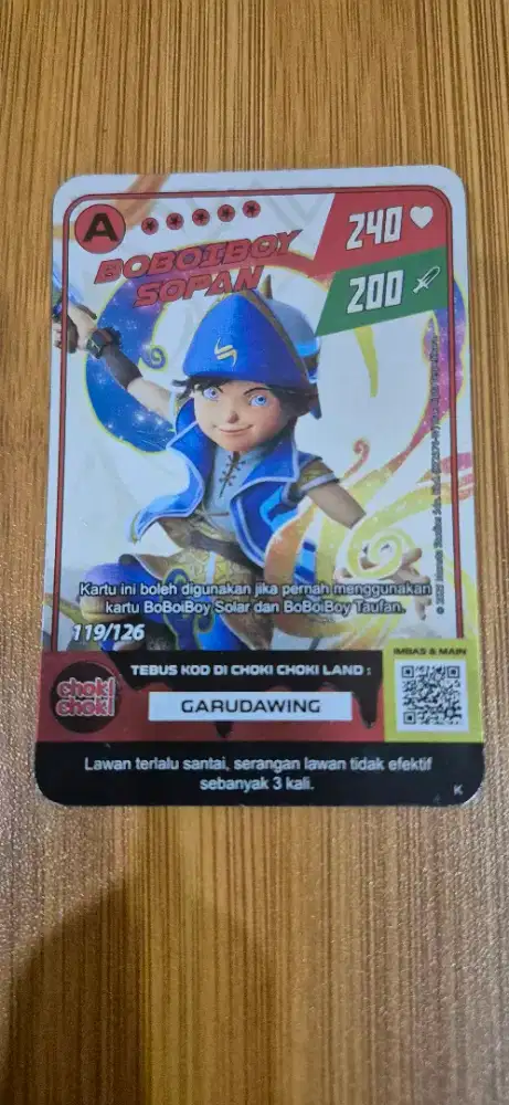 Kartu Boboiboy A Sopan