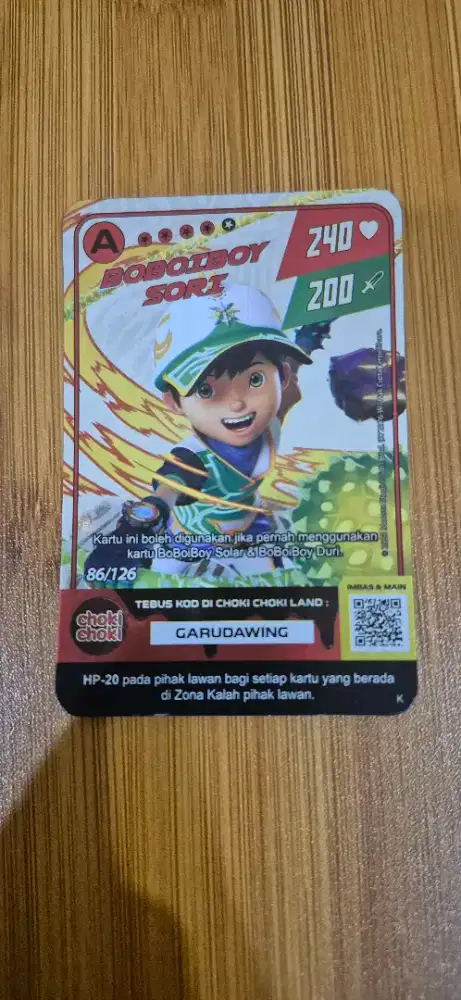 Kartu Boboiboy A Sori