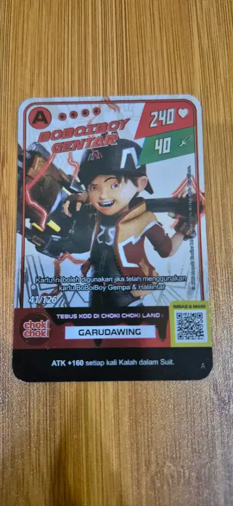 Kartu Boboiboy A Gentar