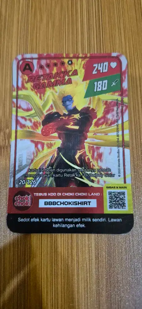 Kartu Boboiboy A Retaka Gama