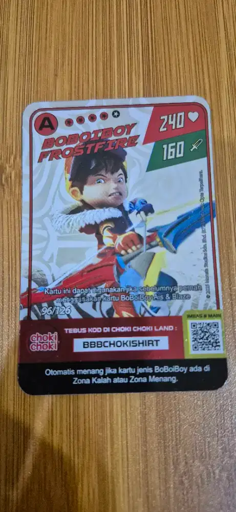 Kartu Boboiboy A Frostfire Season 1