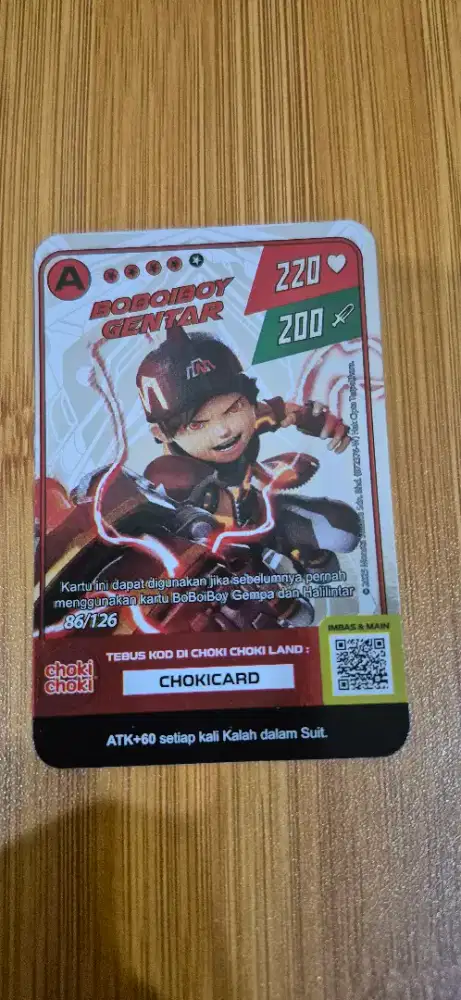 Kartu Boboiboy A Gentar Season 1