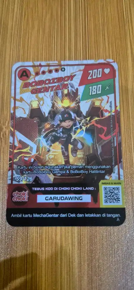 Kartu Boboiboy A Gentar